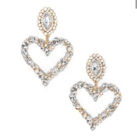 Rhinestone Heart Earrings . Absolutely stunning. Hard to find ππππ - Picture 1 of 5